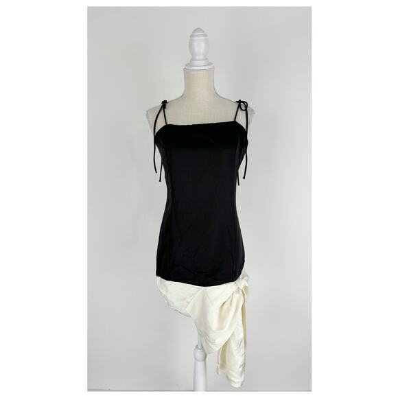 Aria Cove Taylor Satin Cami Mini Dress Oversized Bow Black White Womens Size 12 - Picture 5 of 14